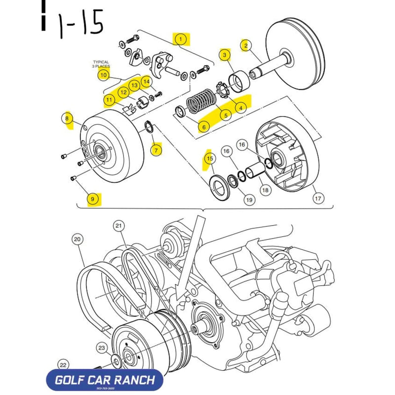 101833908 ASM CLUTCH DRIVE FE 400 CLUB CAR CLUTCH - CC