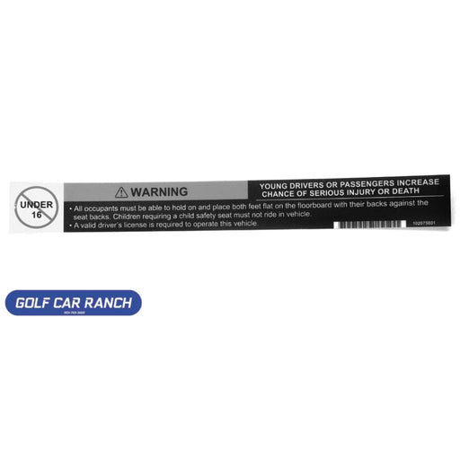 102075801 DECAL WARNING YOUNG DRIVER DECAL - CC