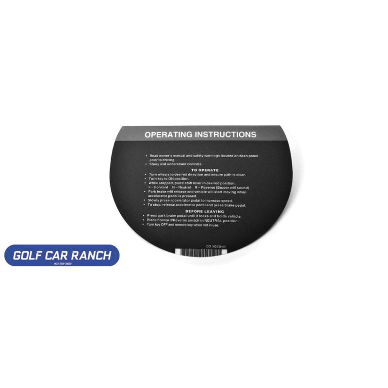 102538101 OPERATING INSTR GAS COM GRIP DECAL - CC