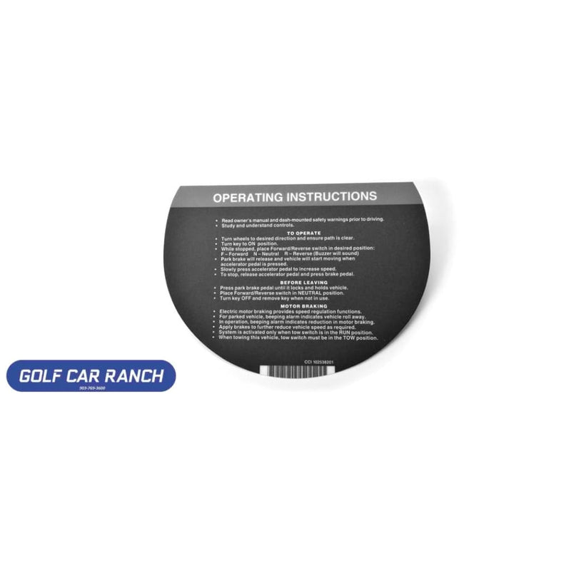 OPERATING INSTR ELE COM GRIP SKU: 102538201 - CLUB CAR REPAIR PART
