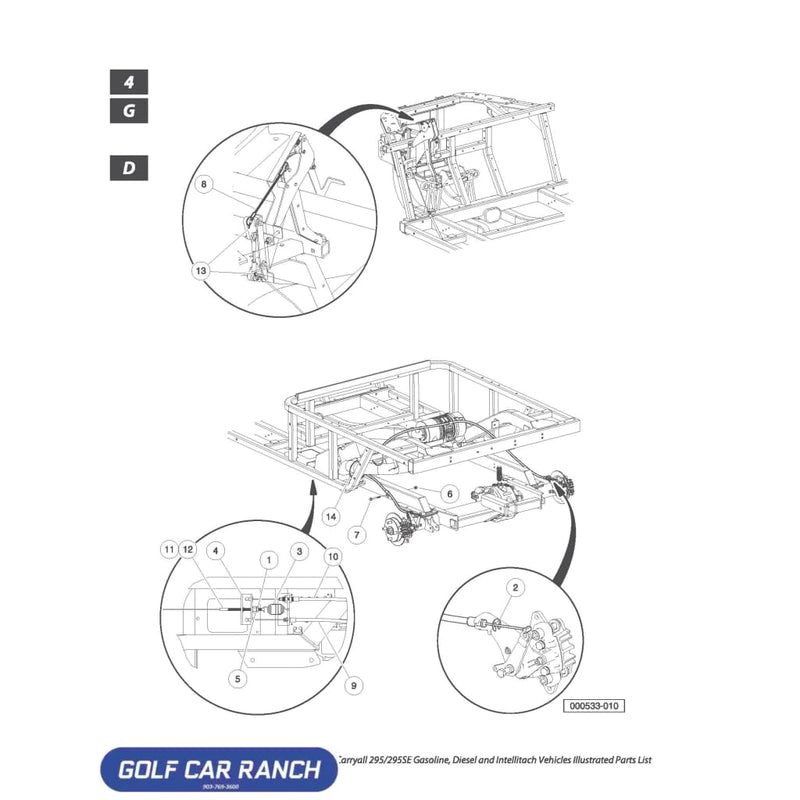 CABLE CRANK BELL FRONT - 102712601 CLUB CAR CA/XRT REPAIR PART