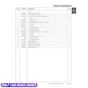 SLEEVE A-ARM FRONT 103145801 CLUB CAR CA/XRT REPAIR PART