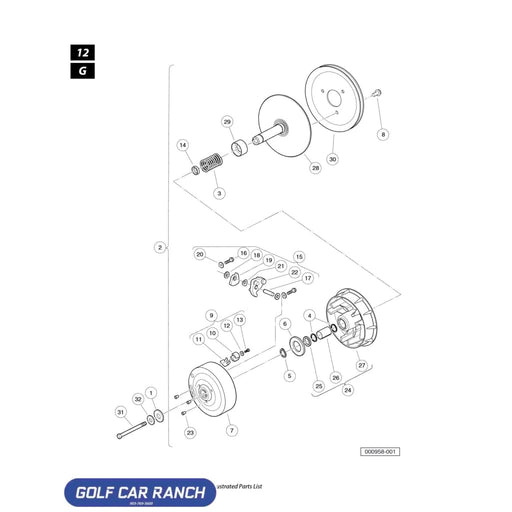 ASM DRIVE CLUTCH WR PEDAL - 103973901 CLUB CAR REPAIR PART