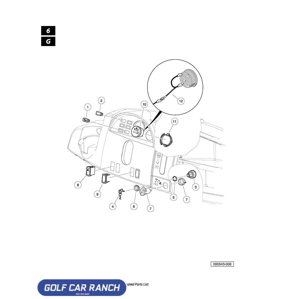 趣味 sak KEY SWITCH 12V, XRT1550, GAS ON/OFF 102044702 — GOLF CAR RANCH