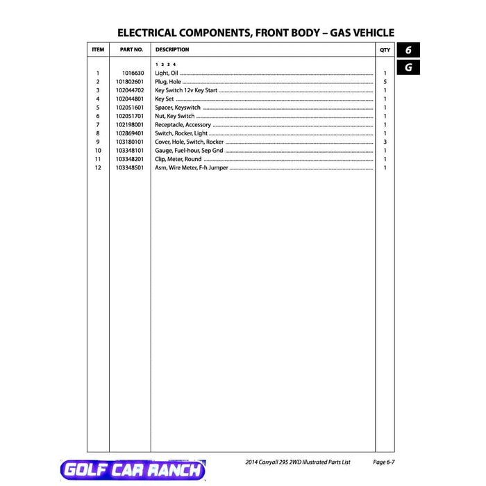 KEY SWITCH 12V, XRT1550, GAS ON/OFF 102044702