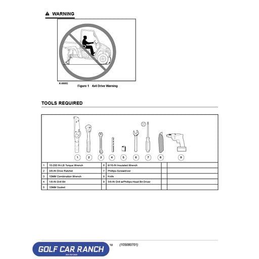 KIT WINDSHIELD CLEAR 950 - 105080601 - Club Car CA/XRT ACCESSORY