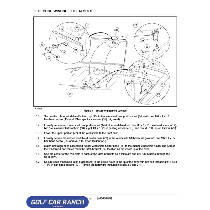 KIT WINDSHIELD CLEAR 950 - 105080601 - Club Car CA/XRT ACCESSORY