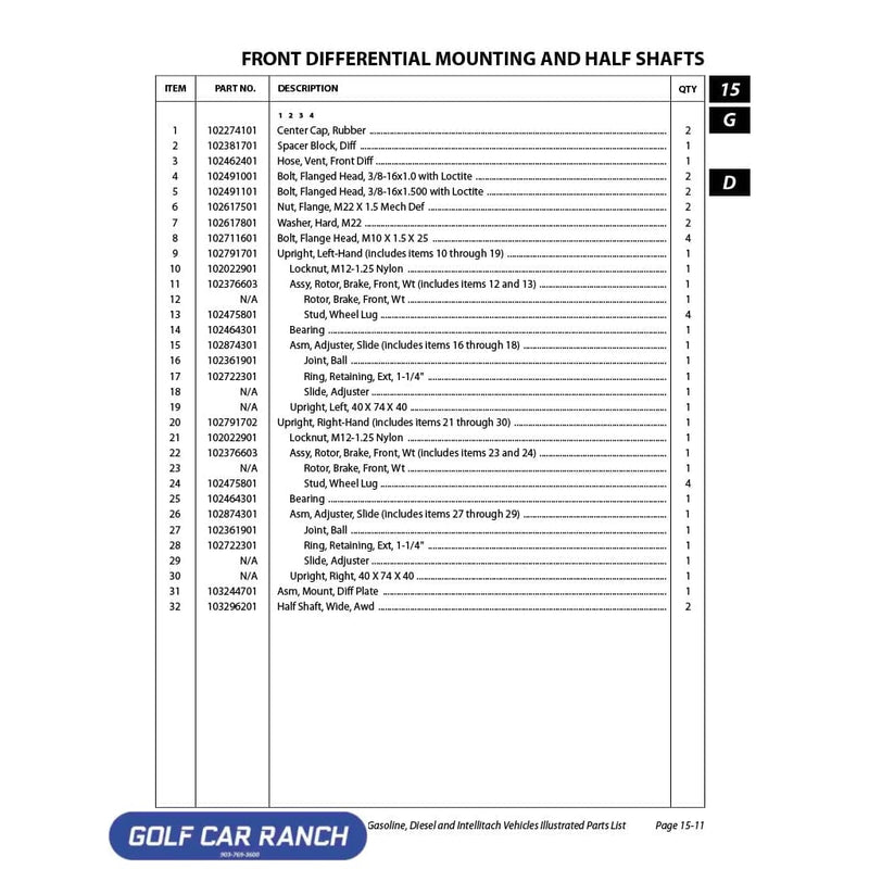 102791701 ASM UPRIGHT LH CLUB CAR CA/XRT REPAIR PART