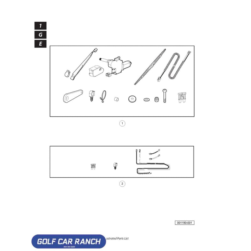 105098001 Cab Front Wiper Kit CLUB CAR REPAIR PART