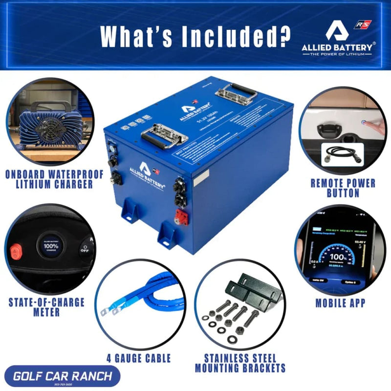 Allied RS Club Car DS Commercial 48V Lithium LiFePO4 Battery Package 105AH - Golf and UTV - AFM REPAIR PART