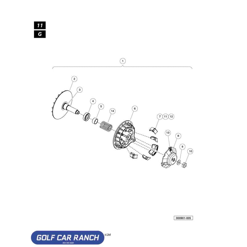 CLUTCH PRIMARY XRT 950 RE CLUB CAR - 103869801 CLUB CAR CA/XRT REPAIR PART