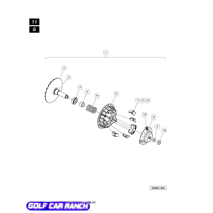 103869801 CLUTCH, PRIMARY XRT 950, RE, CLUB CAR