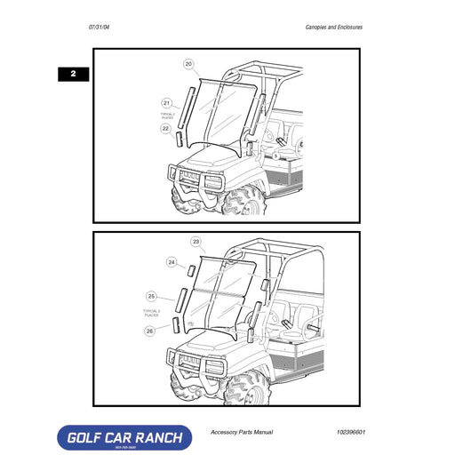 KIT WINDSHIELD FOLD-DOWN SKU: 102480701 Club Car CA/XRT ACCESSORY