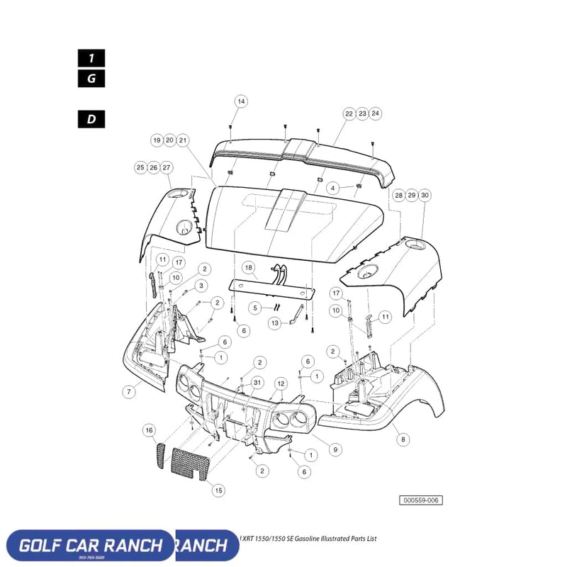 PANEL COWL CNTER DRK GREEN SKU: 103959310 CLUB CAR CA/XRT REPAIR PART