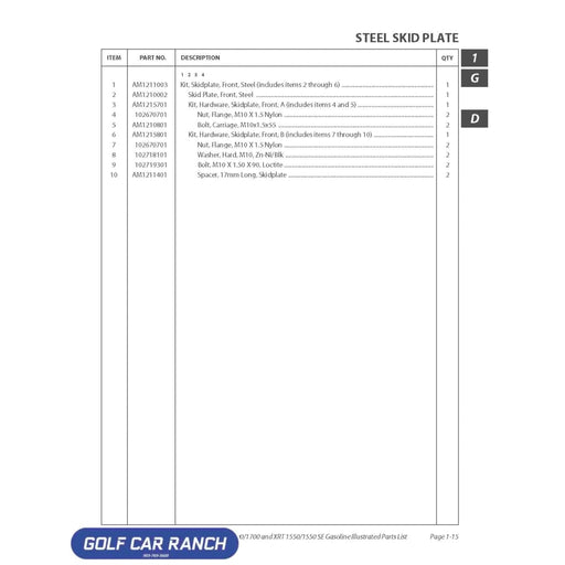 Front Steel Skid Plate with 4x4 Logo Club Car CA/XRT ACCESSORY