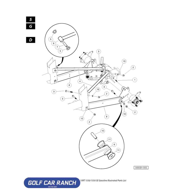 BUSHING A-ARM - UPPER - 102408401 CLUB CAR CA/XRT REPAIR PART
