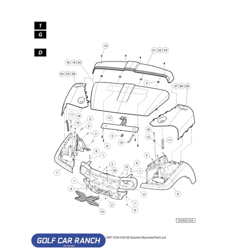HOOD GL DARK GREEN SKU: 103959210 - CLUB CAR CA/XRT REPAIR PART