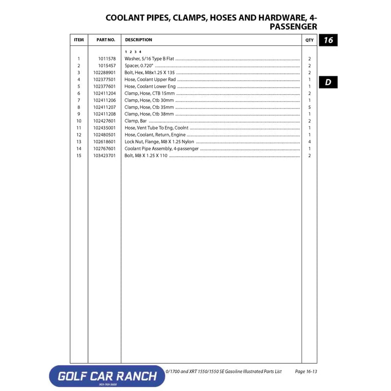 SPACER.720’’’’ SKU: 1015457 - CLUB CAR CA/XRT REPAIR PART