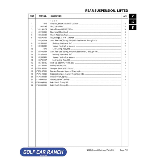 SLEEVE PERCH SPRING SKU: 47576648001 - CLUB CAR REPAIR PART