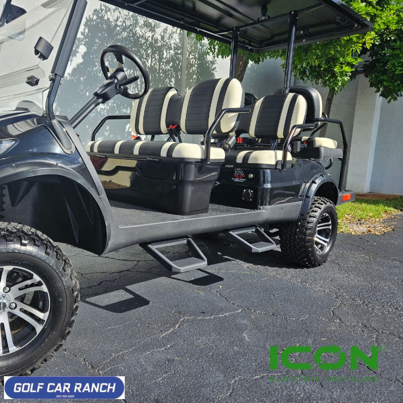 Heavy Duty Steel Sidestep Nerf Bars for ICON Golf Cart Years 2022-2025 SKU: NB-703-IC - AFM ACCESSORY