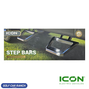Heavy Duty Steel Sidestep Nerf Bars for ICON Golf Cart Years 2022-2025 SKU: NB-703-IC - AFM ACCESSORY