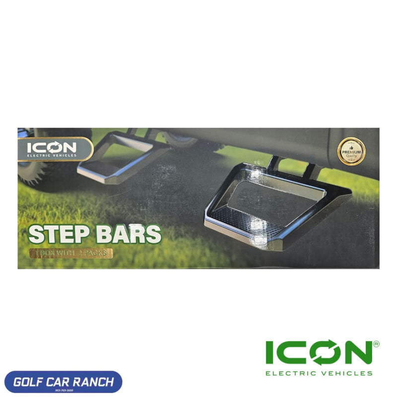 Heavy Duty Steel Sidestep Nerf Bars for ICON Golf Cart Years 2022-2025 SKU: NB-703-IC - AFM ACCESSORY