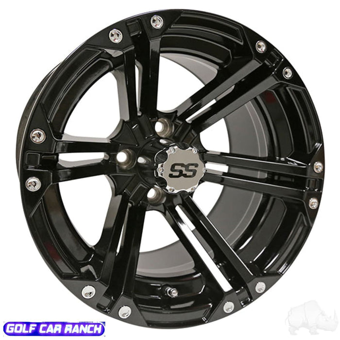 TIR-RX351 RHOX RX351, Gloss Black w/ Center Cap, 14x7 ET-25