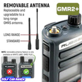 PACK de 2-radios portatives bidirectionnelles GMR2 PLUS GMRS et FRS robustes-gris