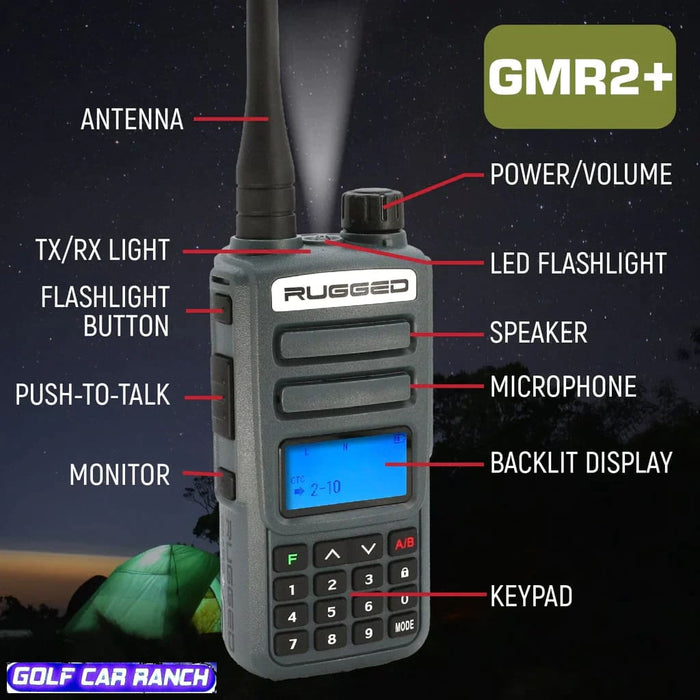 PACK de 2-radios portatives bidirectionnelles GMR2 PLUS GMRS et FRS robustes-gris