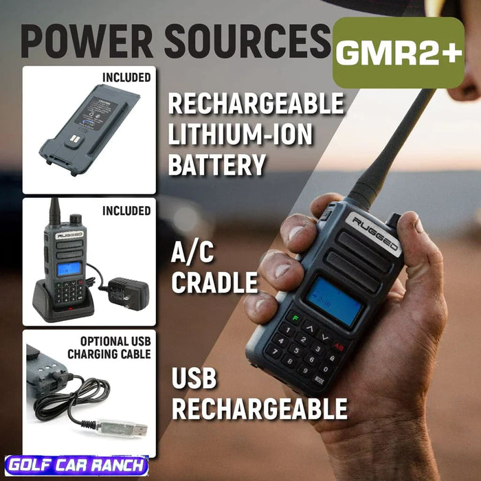 PACK de 2-radios portatives bidirectionnelles GMR2 PLUS GMRS et FRS robustes-gris