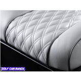 Club Car Onward OEM Elite Bright White Seat Cushion - Double Diamond Silver Rush Stitching