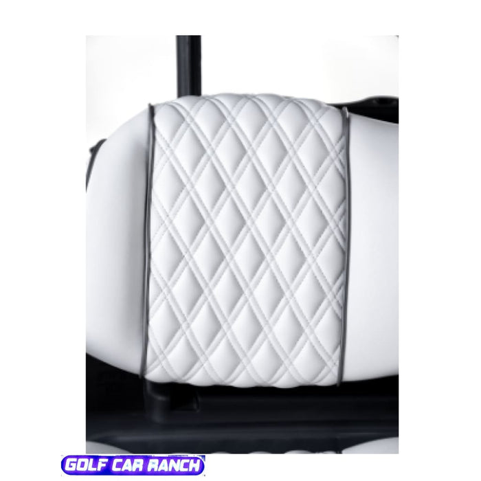 Club Car Onward OEM Elite Bright White Seat Cushion - Double Diamond Silver Rush Stitching