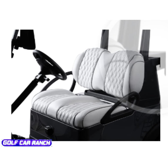 Club Car Onward OEM Elite Bright White Seat Cushion - Double Diamond Silver Rush Stitching