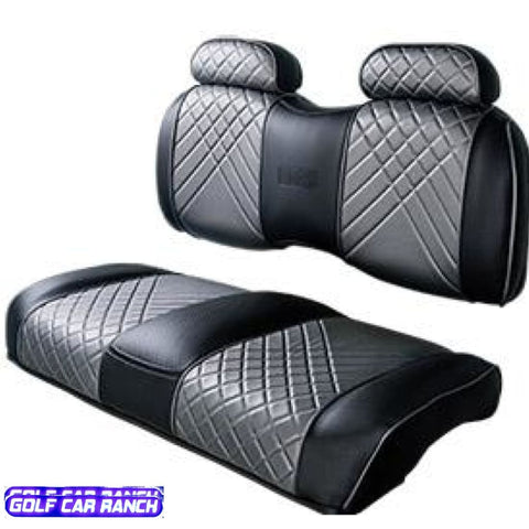 Club Car Onward OEM Premium High Back Seat Cushion - Sport Black Carbon Fiber with Silver Inlay