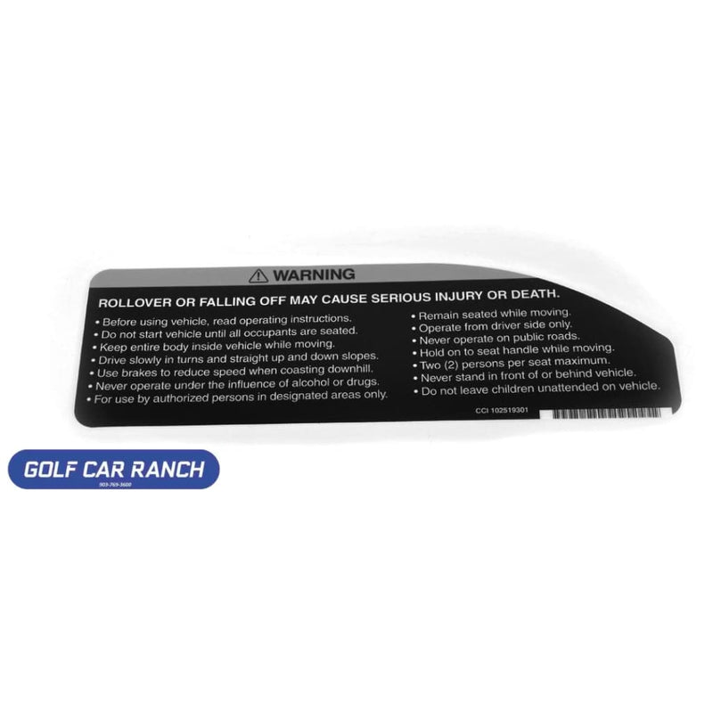 102519301 DECAL WARNING OCCUPANT DECAL - CC