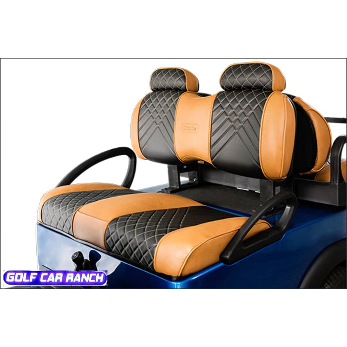 Club Car Onward Coussin de siège haut de gamme OEM à dossier haut – Luxe beige miel avec incrustation noire