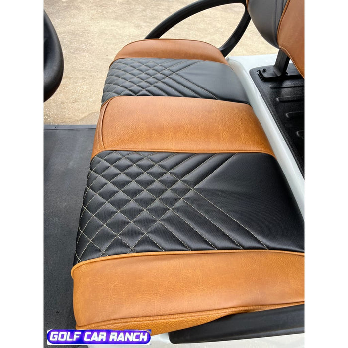 Club Car Onward Coussin de siège haut de gamme OEM à dossier haut – Luxe beige miel avec incrustation noire