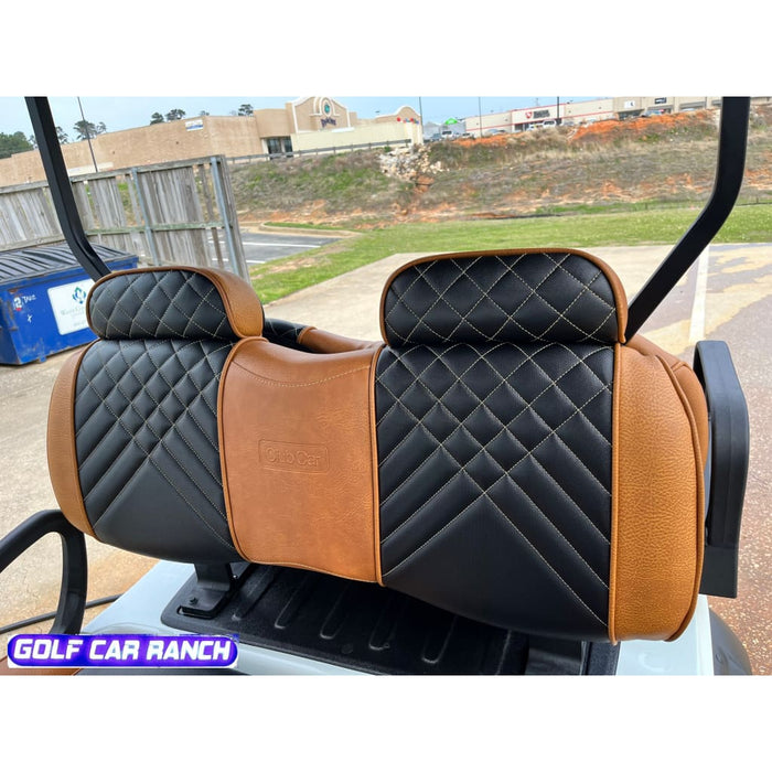 Club Car Onward Coussin de siège haut de gamme OEM à dossier haut – Luxe beige miel avec incrustation noire