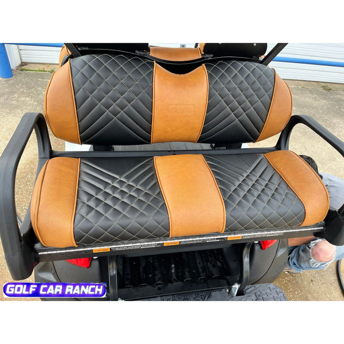 Club Car Onward Coussin de siège haut de gamme OEM à dossier haut – Luxe beige miel avec incrustation noire