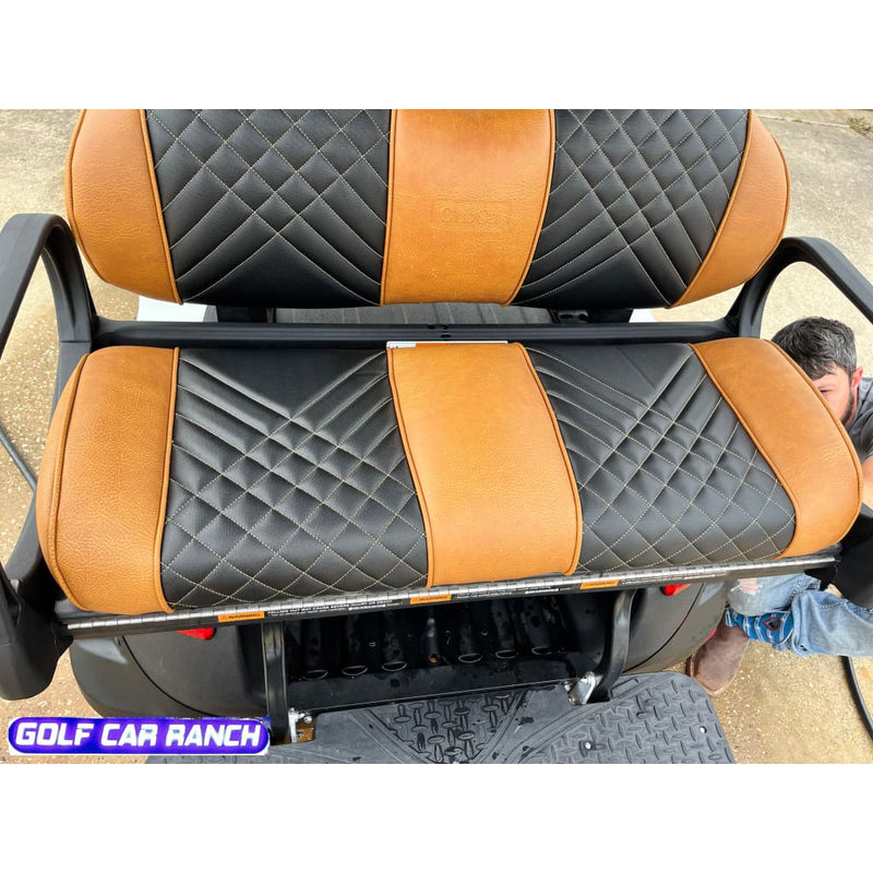 Club Car Onward OEM Premium High Back Seat Cushion - Luxury Honey Beige with Black Inlay