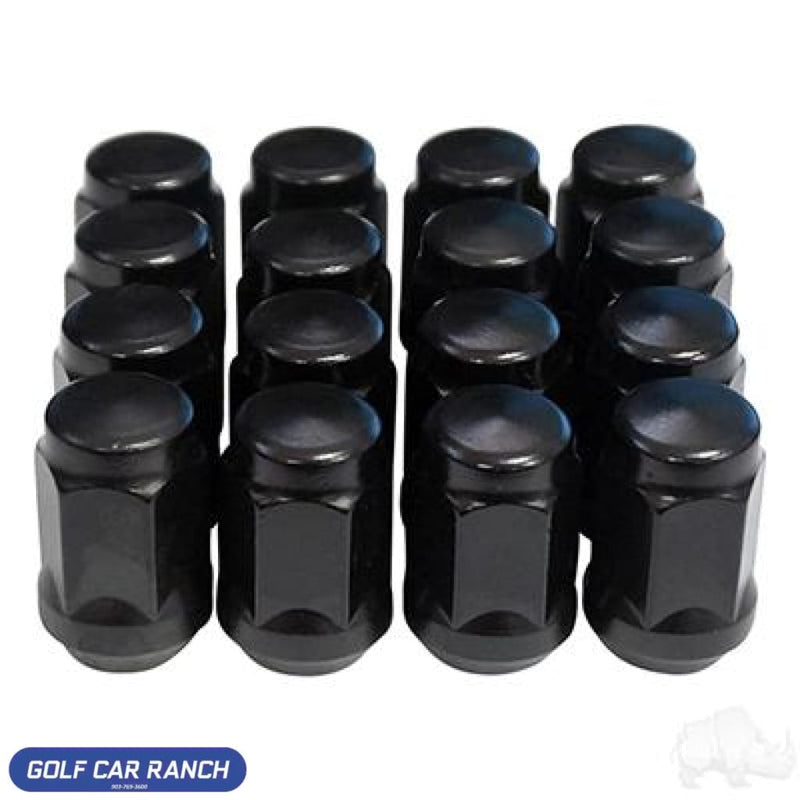 Flat Black Lug Nut Metric 12Mm-1.25 - Pack 16